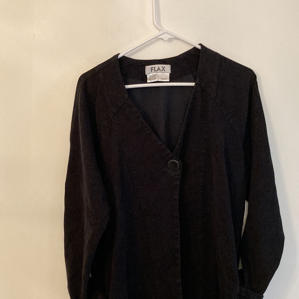 Flax lagen look “I am grateful to be me” long black jacket